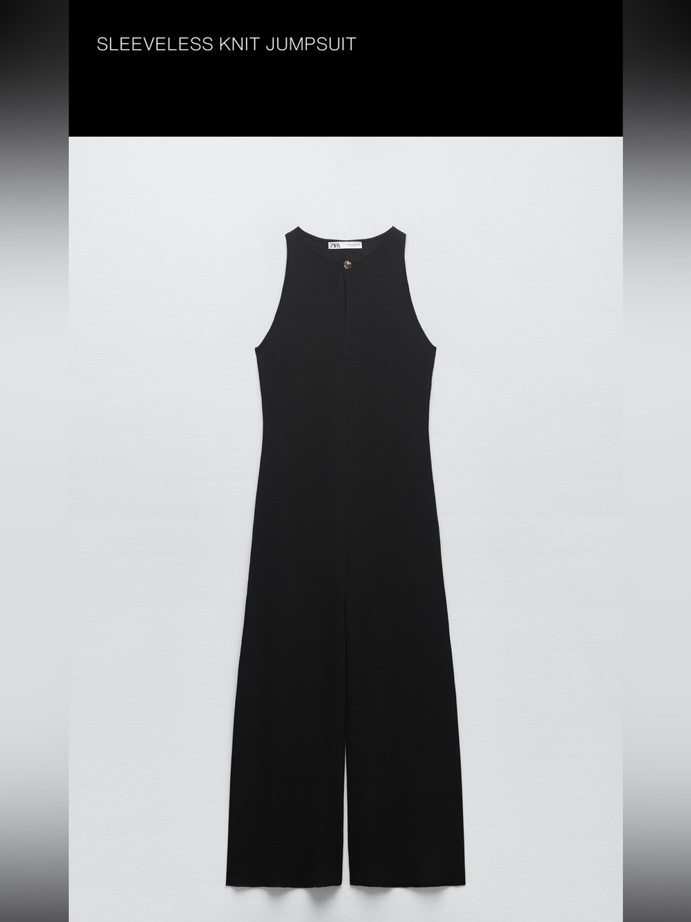 Zara sleeveless black jumpsuit wide leg w/Gold detail